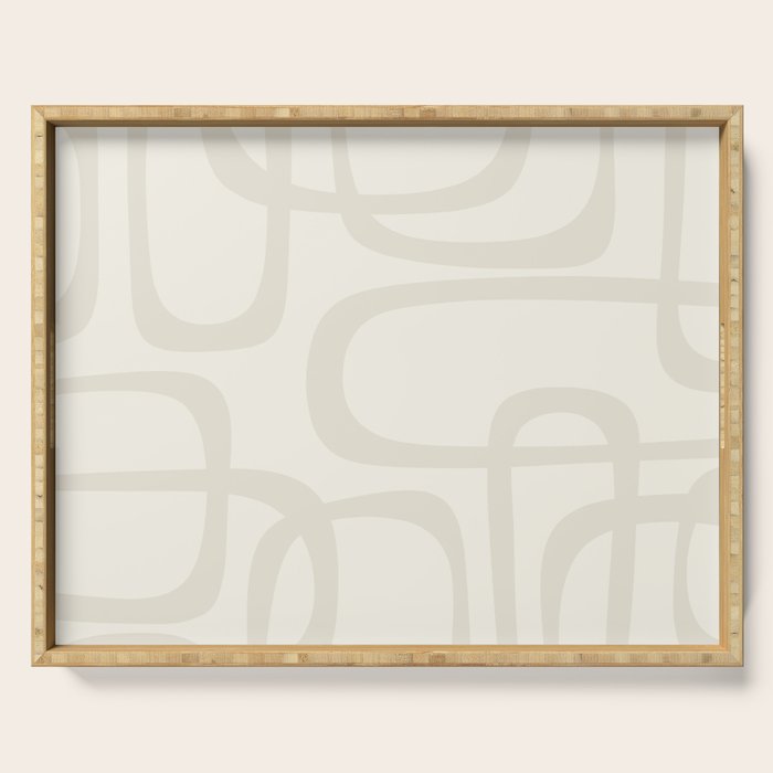 Fine Loops Mid-Century Modern Abstract Mushroom Beige and Cream Serving Tray Gallery Image 1