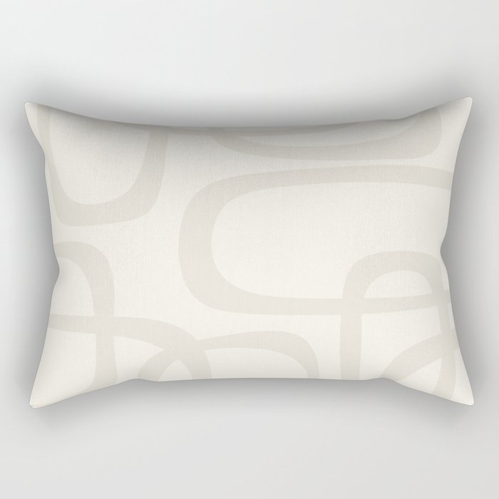 Fine Loops Mid-Century Modern Abstract Mushroom Beige and Cream Rectangular Pillow Gallery Image 2