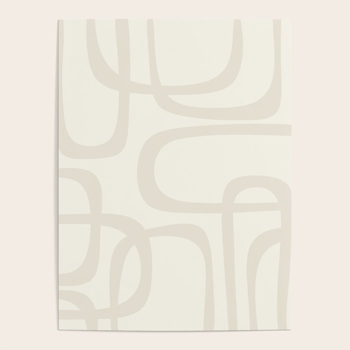 Fine Loops Mid-Century Modern Abstract Mushroom Beige and Cream Poster Gallery Image 1