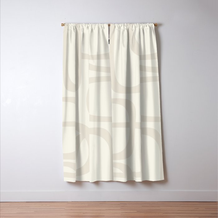 Fine Loops Mid-Century Modern Abstract Mushroom Beige and Cream Window Curtain Gallery Image 3