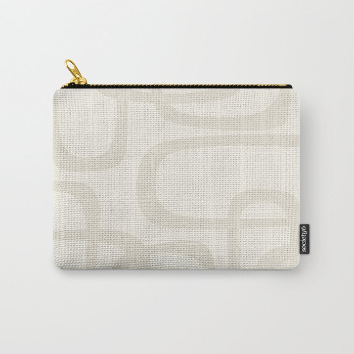 Fine Loops Mid-Century Modern Abstract Mushroom Beige and Cream Carry All Pouch Gallery Image 1