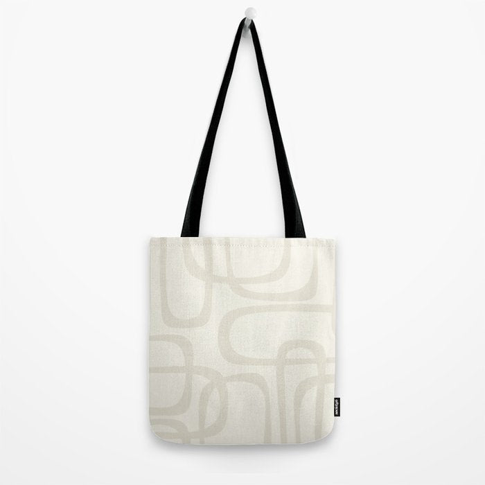 Fine Loops Mid-Century Modern Abstract Mushroom Beige and Cream Tote Bag Gallery Image 2