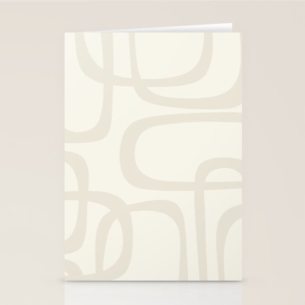 Fine Loops Mid-Century Modern Abstract Mushroom Beige and Cream Stationery Card Gallery Image 1