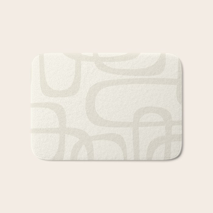 Fine Loops Mid-Century Modern Abstract Mushroom Beige and Cream Bath Mat Gallery Image 1