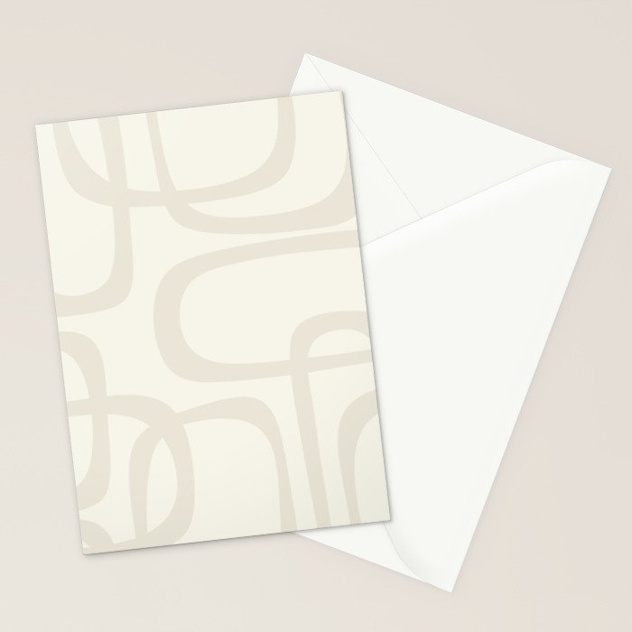 Fine Loops Mid-Century Modern Abstract Mushroom Beige and Cream Stationery Card Gallery Image 2