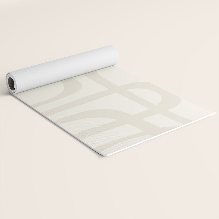 Fine Loops Mid-Century Modern Abstract Mushroom Beige and Cream Yoga Mat Gallery Image 2