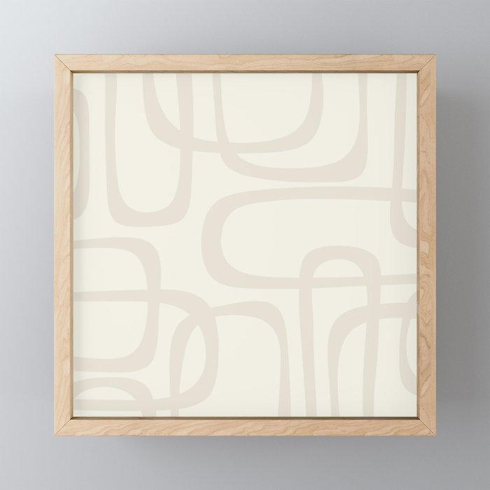 Fine Loops Mid-Century Modern Abstract Mushroom Beige and Cream Mini Art Print Gallery Image 1