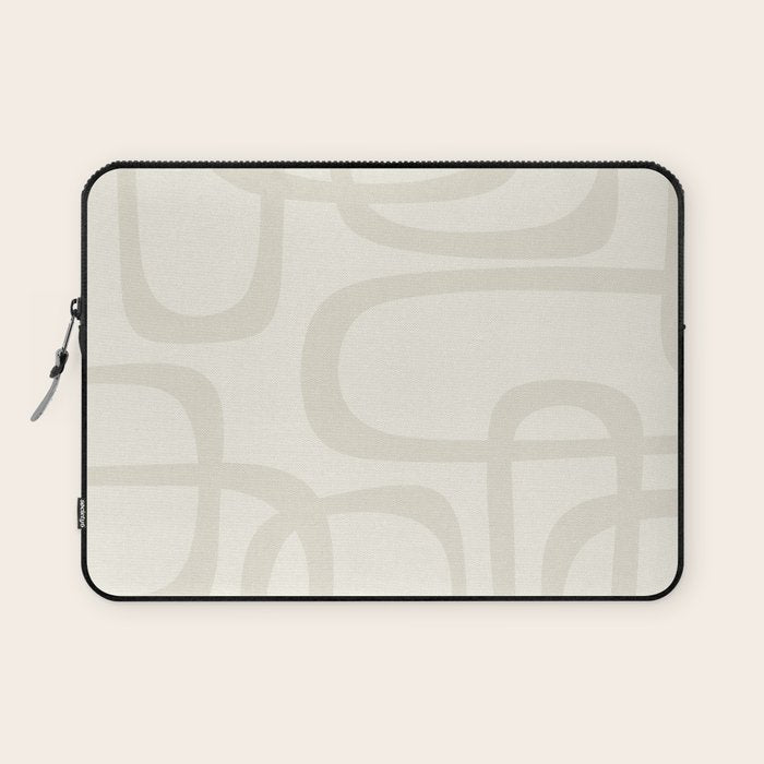Fine Loops Mid-Century Modern Abstract Mushroom Beige and Cream Laptop Sleeve Gallery Image 1