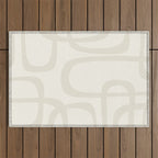 Fine Loops Mid-Century Modern Abstract Mushroom Beige and Cream Outdoor Rug Gallery Image 1