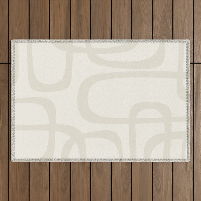 Fine Loops Mid-Century Modern Abstract Mushroom Beige and Cream Outdoor Rug Gallery Image 1