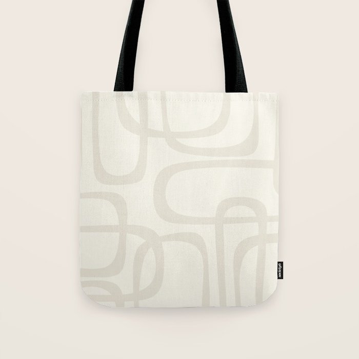 Fine Loops Mid-Century Modern Abstract Mushroom Beige and Cream Tote Bag Gallery Image 1