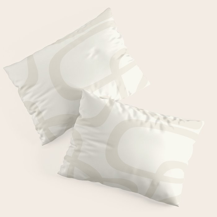 Fine Loops Mid-Century Modern Abstract Mushroom Beige and Cream Pillow Sham Gallery Image 3