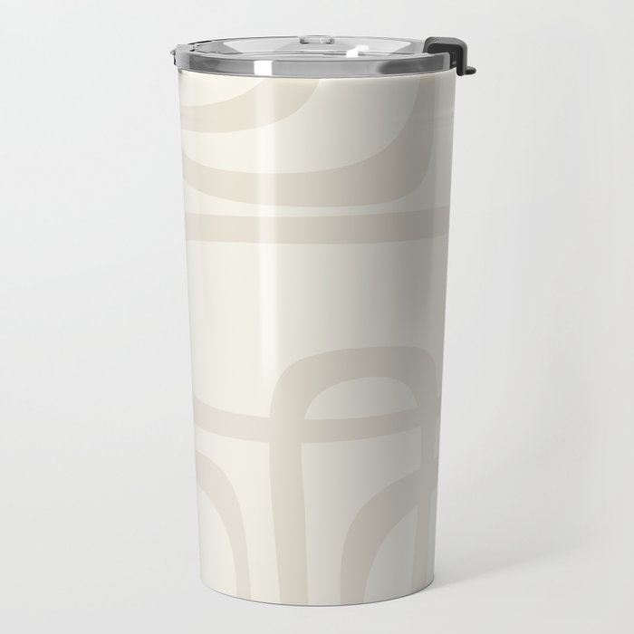 Fine Loops Mid-Century Modern Abstract Mushroom Beige and Cream Travel Mug Gallery Image 2