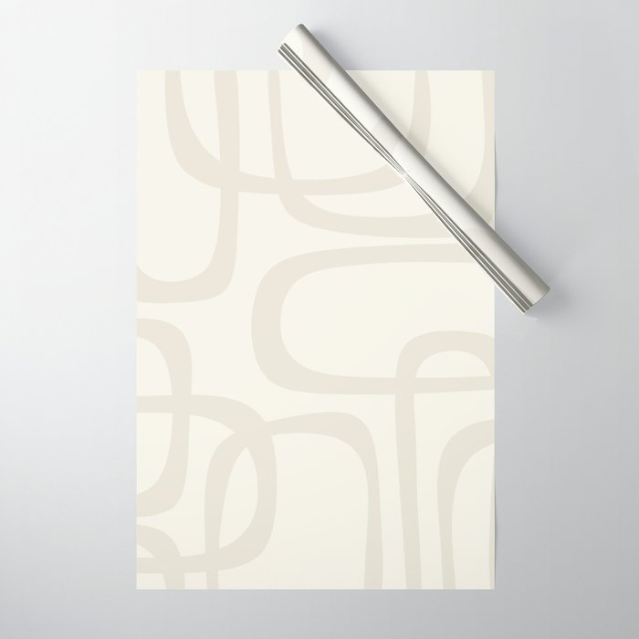 Fine Loops Mid-Century Modern Abstract Mushroom Beige and Cream Wrapping Paper Gallery Image 1