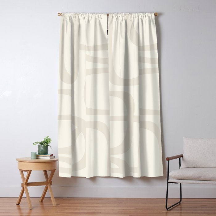Fine Loops Mid-Century Modern Abstract Mushroom Beige and Cream Window Curtain Gallery Image 5