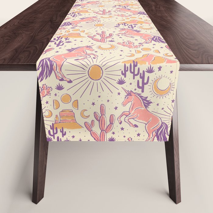 Desert Unicorn - Purple, pink, and gold Table Runner Gallery Image 1