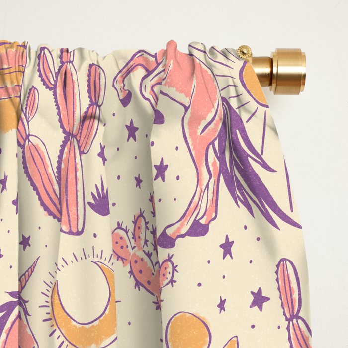 Desert Unicorn - Purple, pink, and gold Window Curtain Gallery Image 2