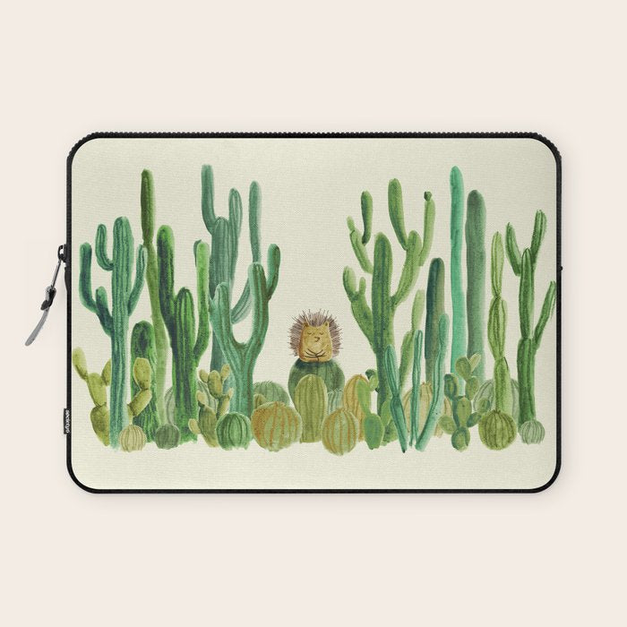 In my happy place - hedgehog meditating in cactus jungle Laptop Sleeve Gallery Image 1