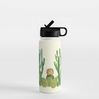 In my happy place - hedgehog meditating in cactus jungle Water Bottle Gallery Image 1