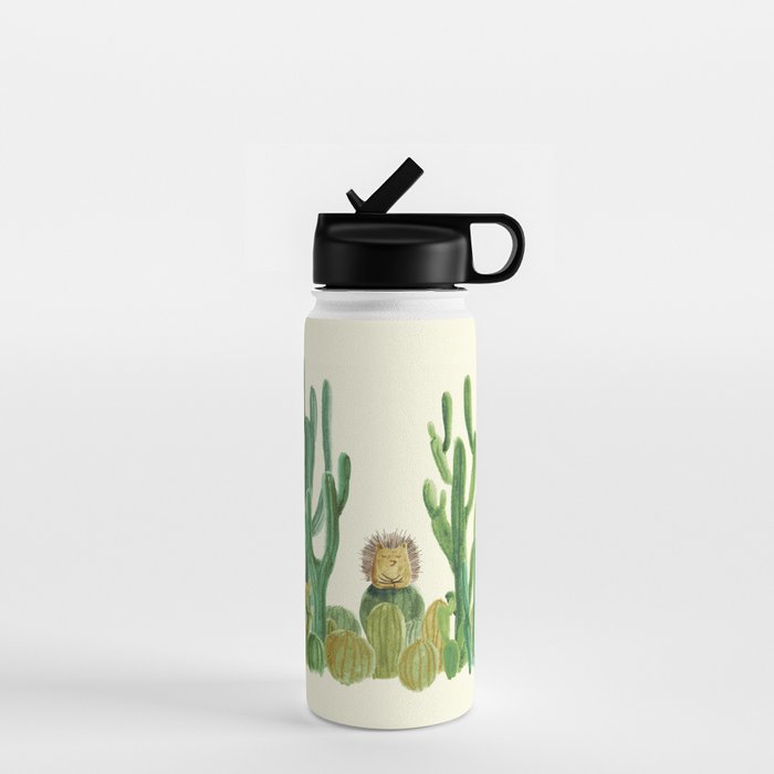In my happy place - hedgehog meditating in cactus jungle Water Bottle Gallery Image 1