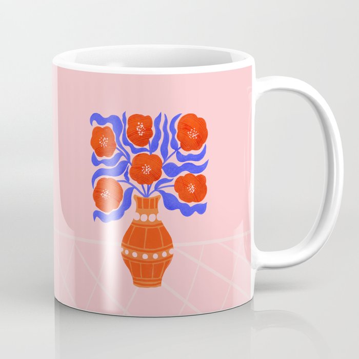 Bright Red Poppies In A Vase Coffee Mug Gallery Image 1