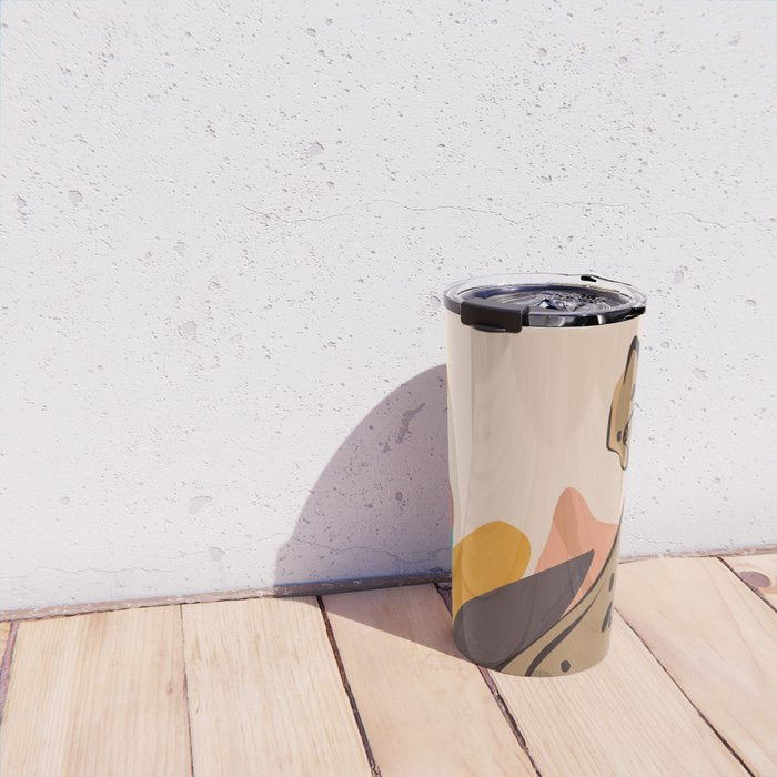 Jungle Leopard with Tropical Leaves in Earthy Colors Travel Mug Gallery Image 4