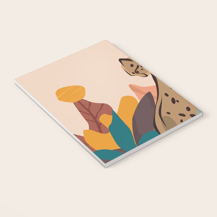 Jungle Leopard with Tropical Leaves in Earthy Colors Notebook Gallery Image 3