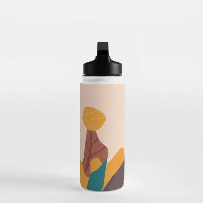 Jungle Leopard with Tropical Leaves in Earthy Colors Water Bottle Gallery Image 3