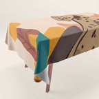 Jungle Leopard with Tropical Leaves in Earthy Colors Tablecloth Gallery Image 1