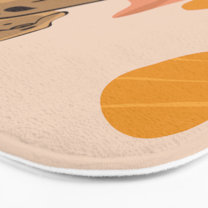 Jungle Leopard with Tropical Leaves in Earthy Colors Bath Mat Gallery Image 3