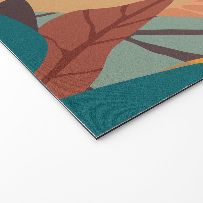 Jungle Leopard with Tropical Leaves in Earthy Colors Welcome Mat Gallery Image 2