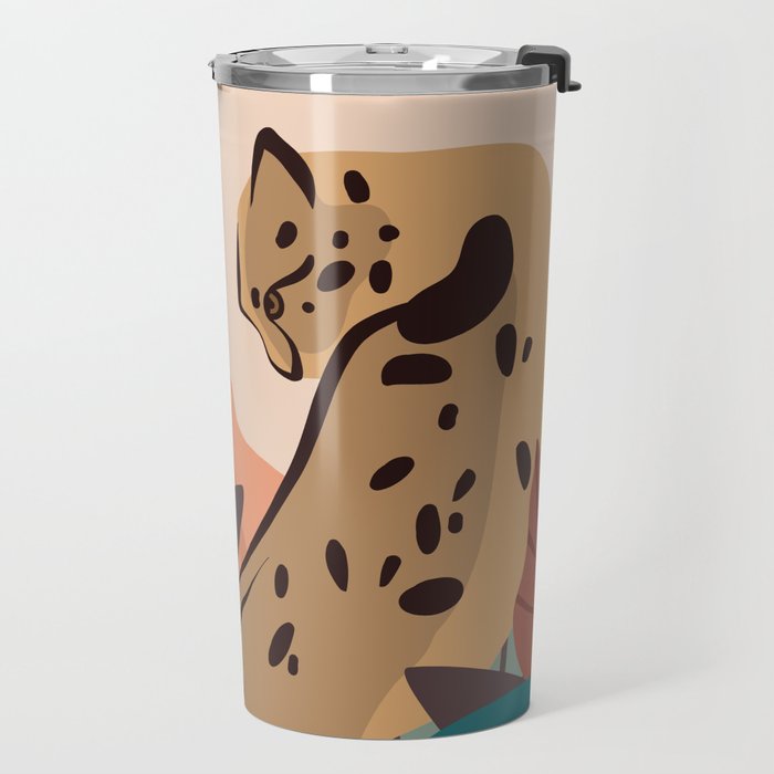 Jungle Leopard with Tropical Leaves in Earthy Colors Travel Mug Gallery Image 2