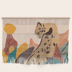 Jungle Leopard with Tropical Leaves in Earthy Colors Wall Hanging Gallery Image 1
