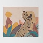 Jungle Leopard with Tropical Leaves in Earthy Colors Throw Blanket Gallery Image 2