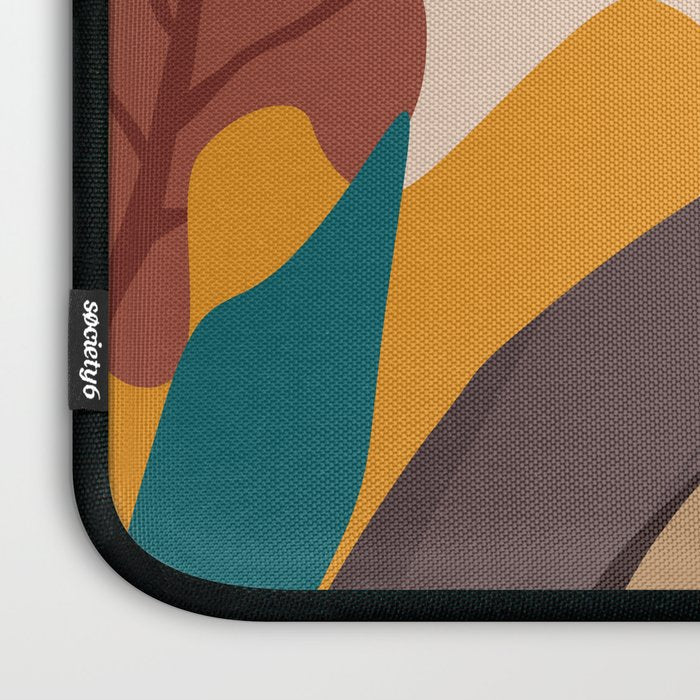 Jungle Leopard with Tropical Leaves in Earthy Colors Laptop Sleeve Gallery Image 3