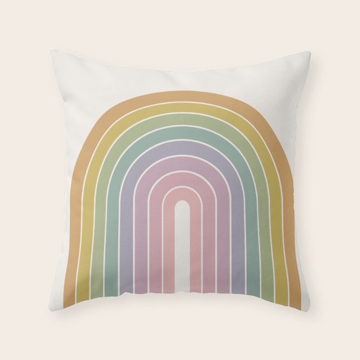 Gradient Arch XXI Tropical Mid Century Modern Rainbow Throw Pillow Gallery Image 1