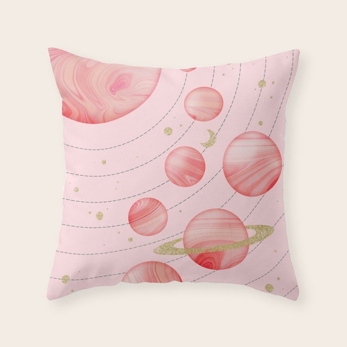 The Pink Solar System Throw Pillow Gallery Image 6
