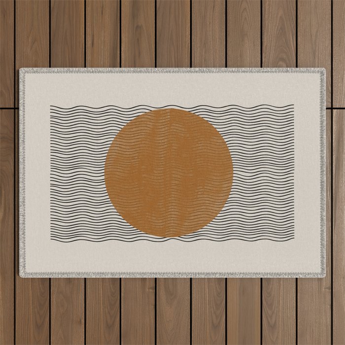 Woodblock Paper Mustard  Outdoor Rug Gallery Image 1