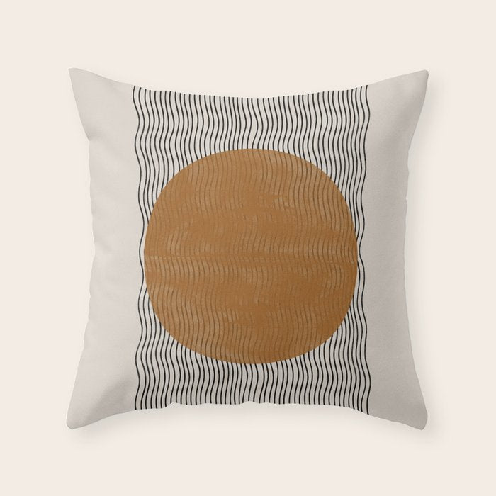 Woodblock Paper Mustard  Throw Pillow Gallery Image 1