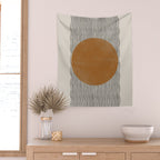 Woodblock Paper Mustard  Wall Tapestry Gallery Image 2