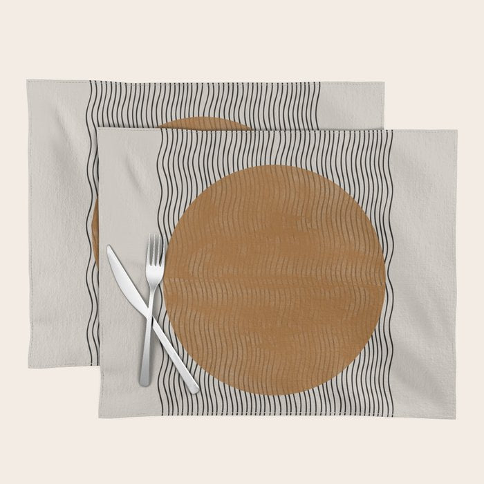 Woodblock Paper Mustard  Placemat Gallery Image 1