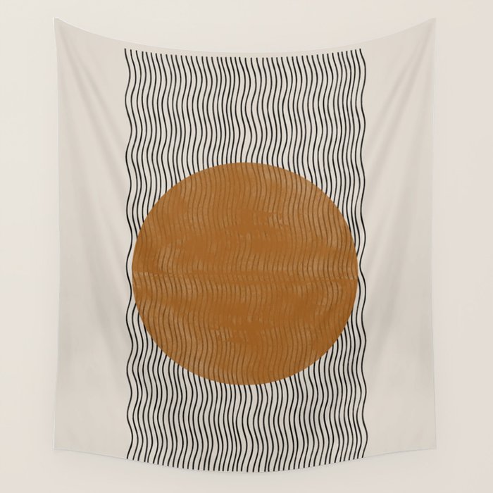 Woodblock Paper Mustard  Wall Tapestry Gallery Image 1
