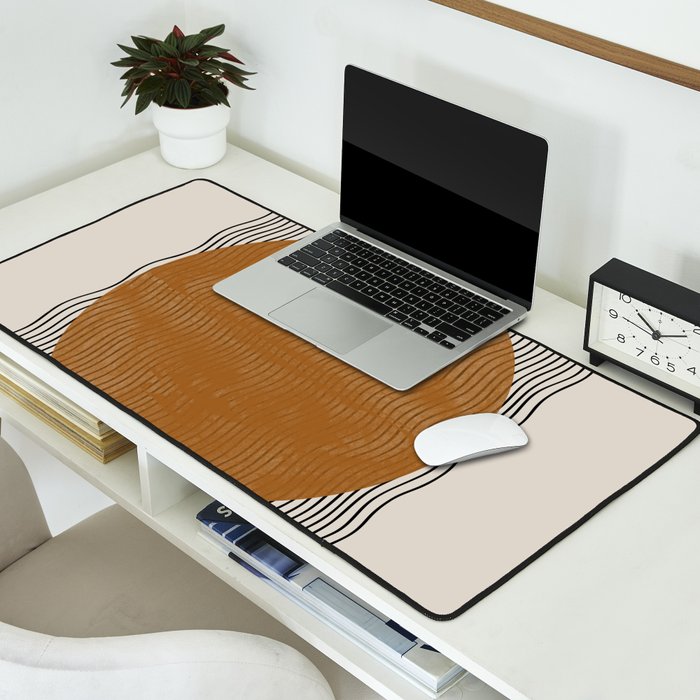 Woodblock Paper Mustard  Desk Mat Gallery Image 2
