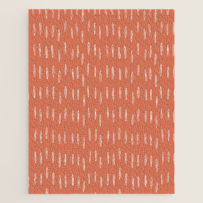 Boho, Raindrops Pattern in Terracotta Jigsaw Puzzle Gallery Image 1