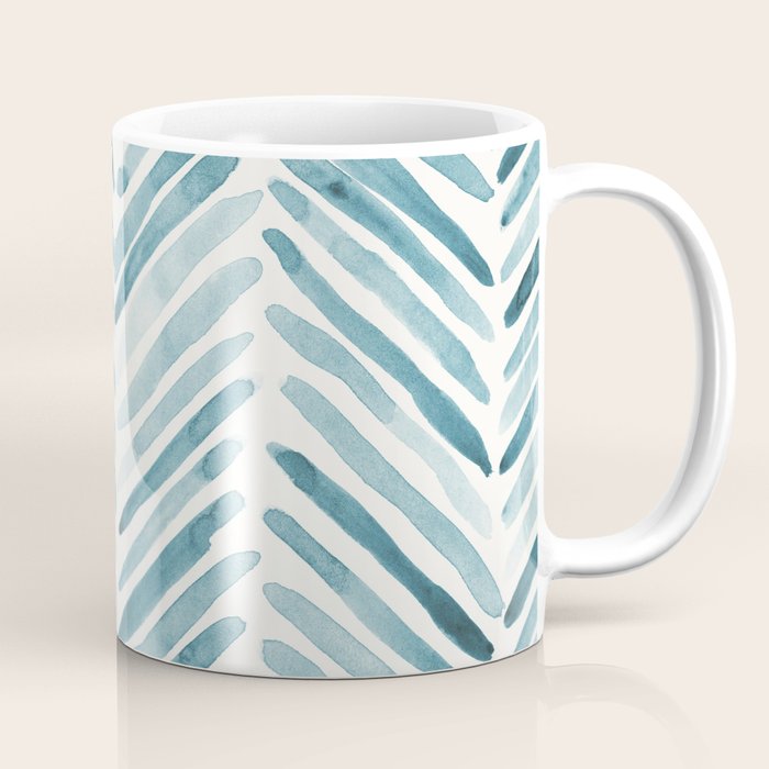 Turquoise herringbone - watercolor Coffee Mug Gallery Image 1