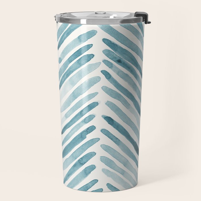 Turquoise herringbone - watercolor Travel Mug Gallery Image 2