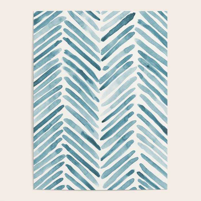 Turquoise herringbone - watercolor Poster Gallery Image 4