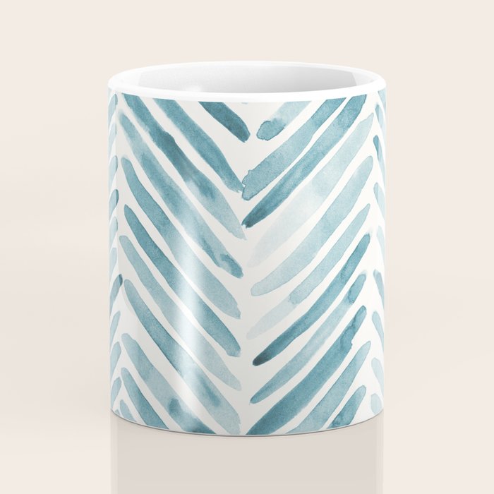 Turquoise herringbone - watercolor Coffee Mug Gallery Image 4