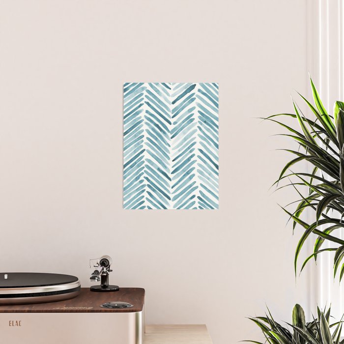 Turquoise herringbone - watercolor Poster Gallery Image 2