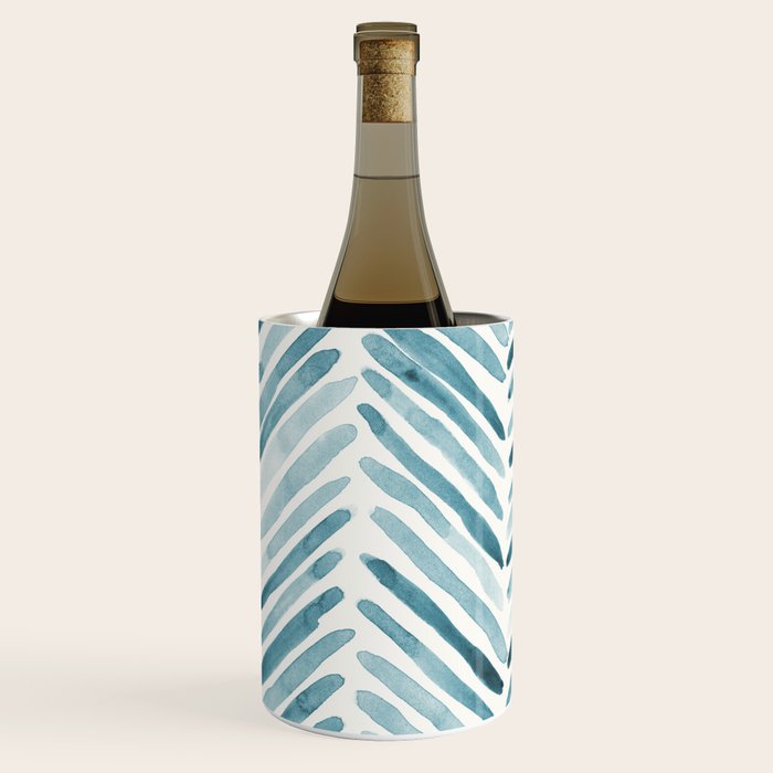 Turquoise herringbone - watercolor Wine Chiller Gallery Image 3